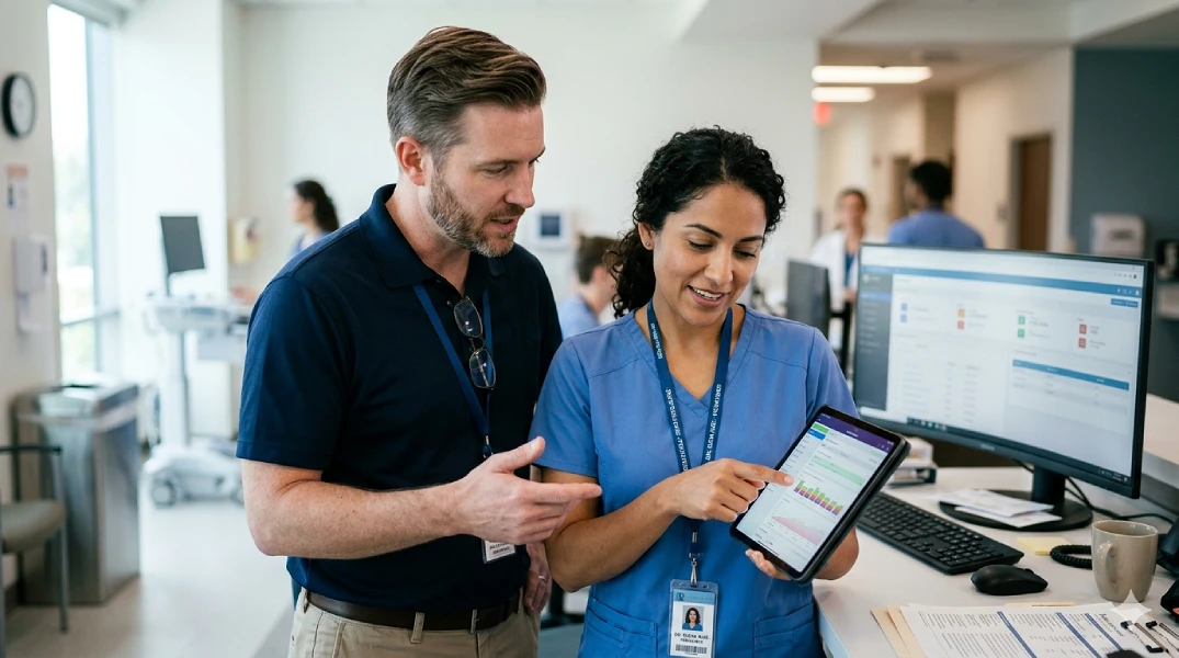 Medical professionals using computers,could use 'Best IT Guys' for their IT consulting needs